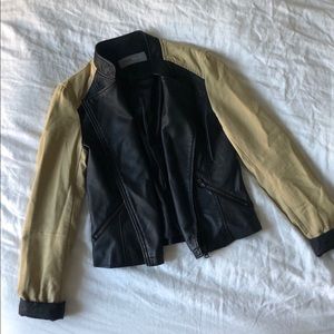 Faux Leather & Khaki Jacket